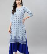 Blue printed cotton ethnic-kurtis