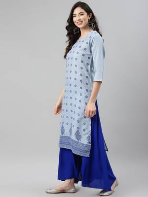 Blue printed cotton ethnic-kurtis 2