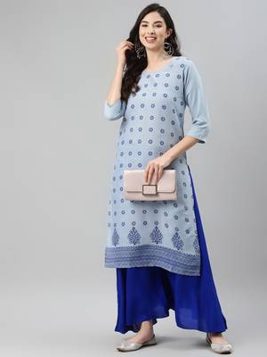 Blue printed cotton ethnic-kurtis 3