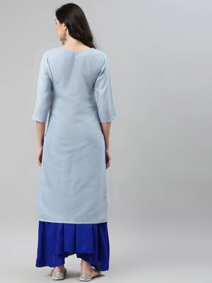 Blue printed cotton ethnic-kurtis 4