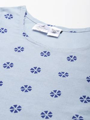 Blue printed cotton ethnic-kurtis 5