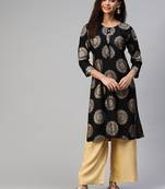 Black printed cotton ethnic-kurtis