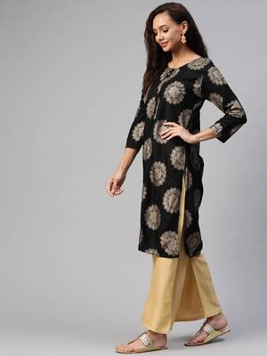 Black printed cotton ethnic-kurtis 2