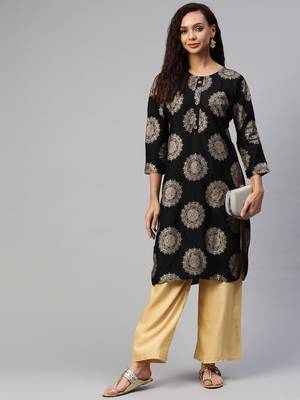 Black printed cotton ethnic-kurtis 3