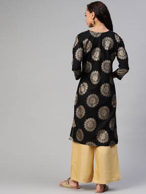 Black printed cotton ethnic-kurtis 4