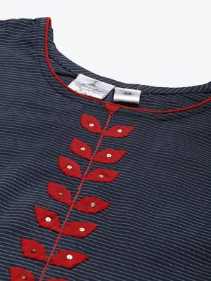 Navy-blue printed cotton ethnic-kurtis 5