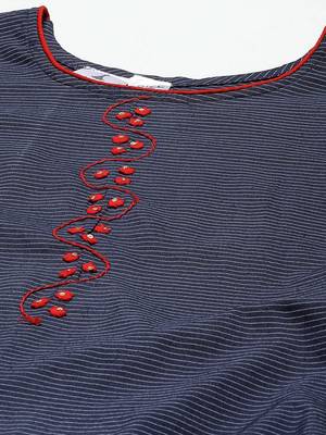 Navy-blue printed cotton ethnic-kurtis 5