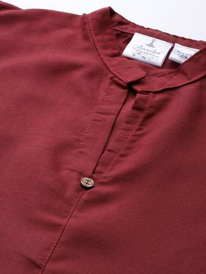 Maroon plain cotton ethnic-kurtis 5