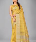 Yellow woven silk saree with blouse