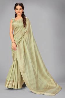 Light green woven silk saree with blouse