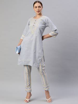 Blue embroidered pure silk salwar 2