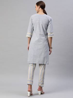 Blue embroidered pure silk salwar 3
