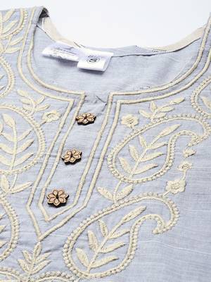 Blue embroidered pure silk salwar 4