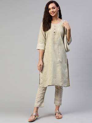 Fawn embroidered pure silk salwar 2