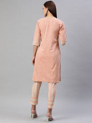 Peach embroidered pure silk salwar 3
