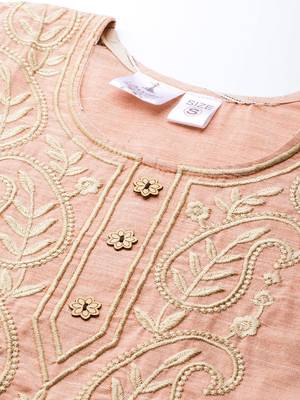Peach embroidered pure silk salwar 4