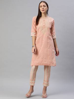 Peach embroidered pure silk salwar 5