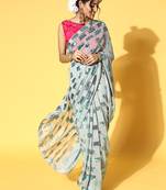 Grey Plain Georgette Saree With Blouse