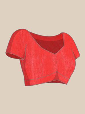 Light Red Printed Organza Saree With Blouse 5