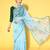 Sky blue printed organza saree with blouse