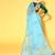 Sky blue printed organza saree with blouse