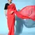 Crimson plain georgette saree with blouse