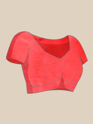 Crimson plain georgette saree with blouse 5