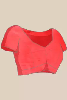 Crimson plain georgette saree with blouse