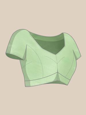 Light Parrot Green Plain Georgette Saree With Blouse 5