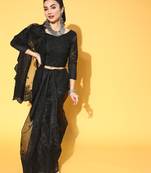 Black Embroidered Organza Saree With Blouse