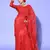 Red embroidered organza saree with blouse