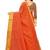 Leeza Store Women's Baby Pink Cotton Blend Kerala Kasavu Solid Plain Golden Zari Border Saree
