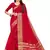 Leeza Store Women's Red Cotton Linen Jacquard Zari Border Plain Solid Mysore Saree