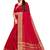Leeza Store Women's Red Cotton Linen Jacquard Zari Border Plain Solid Mysore Saree