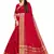 Leeza Store Women's Red Cotton Linen Jacquard Zari Border Plain Solid Mysore Saree