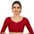 Leeza Store Women's Red Cotton Linen Jacquard Zari Border Plain Solid Mysore Saree