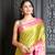 Olive woven silk blend saree with blouse