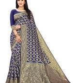 Women's Hot Pink Silk Blend Jacquard Golden Zari Woven Traditional  Banarasi StyleSaree 