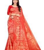 Leeza Store Women's Hot Pink Silk Blend Jacquard Golden Zari Woven Traditional  Banarasi StyleSaree 