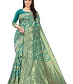 Leeza Store Women's Hot Pink Silk Blend Jacquard Golden Zari Woven Traditional  Banarasi StyleSaree 