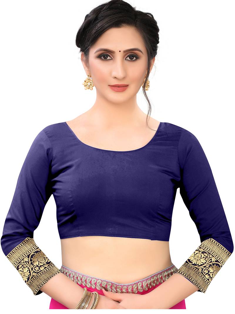 Leeza Store Women's Purple Silk Blend Jacquard Golden Zari Woven Traditional  Banarasi StyleSaree