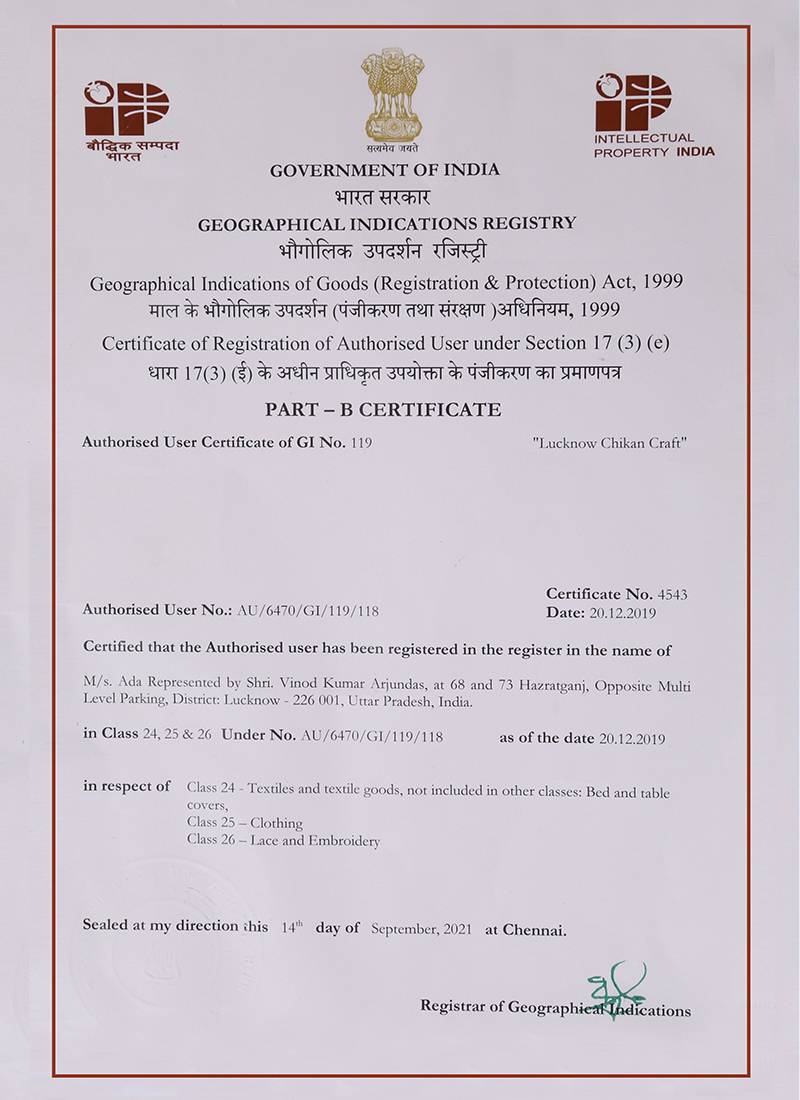 Ada Hand Embroidered Yellow Cotton Lucknow Chikankari Women Kurta with Trouser Set - A100228