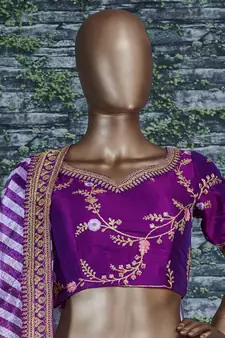 Hypnotizing Purple Dori Zari Thread And Glitter Sequins Embroidered Mulberry Silk Party Wear Lehenga Choli