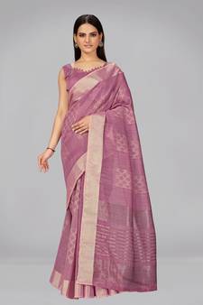 Purple woven silk saree with blouse