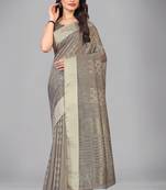 Grey woven silk saree with blouse