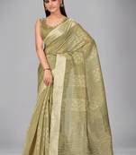 Light green woven silk saree with blouse