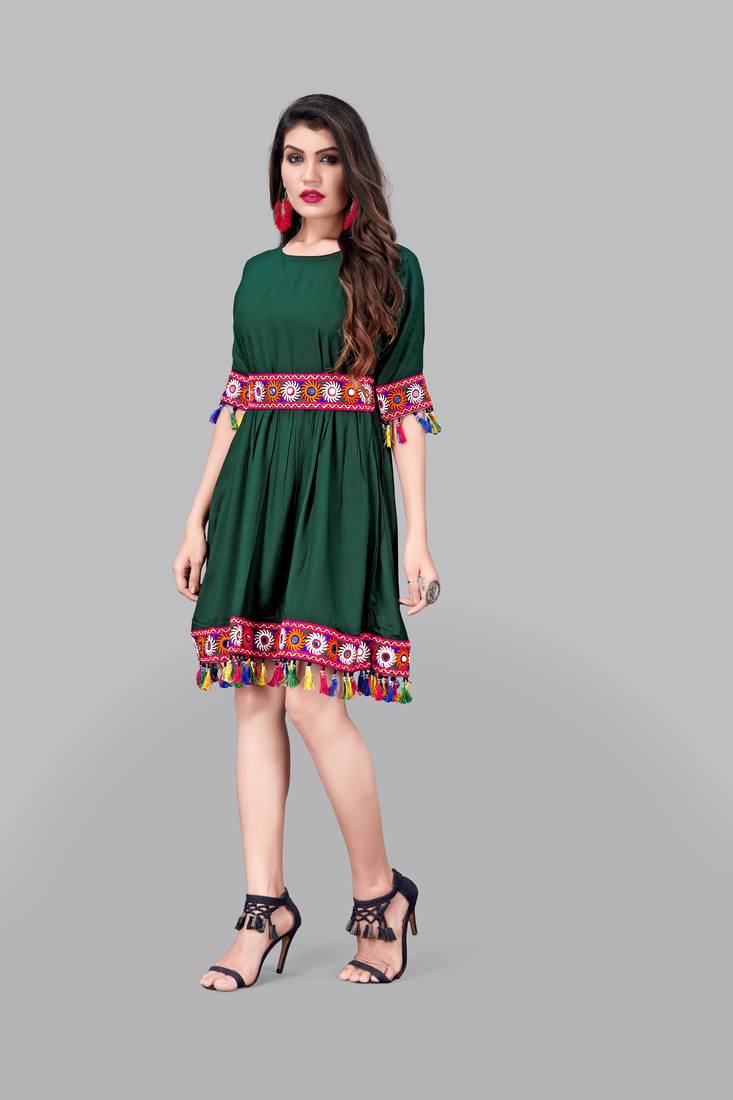 Rayon Border Lace Kurti