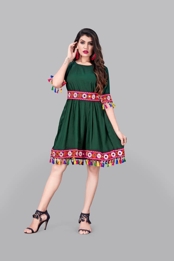 Rayon Border Lace Kurti