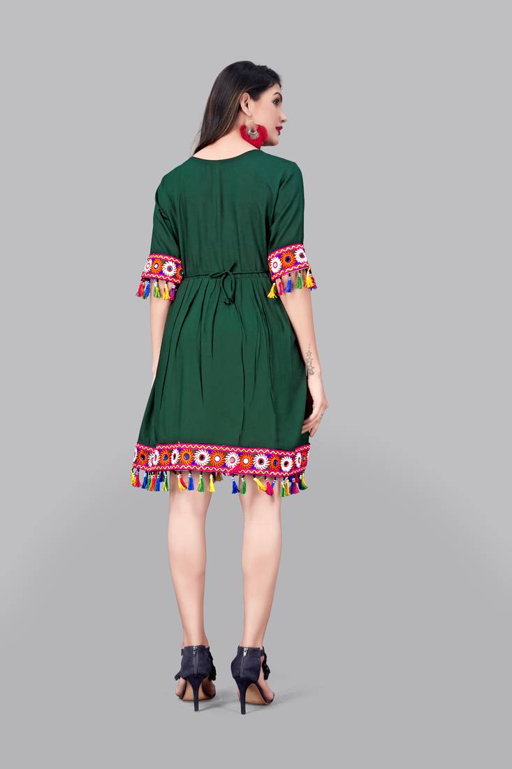 Rayon Border Lace Kurti