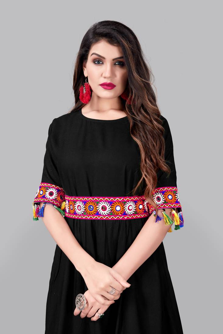 Rayon Border Lace Kurti